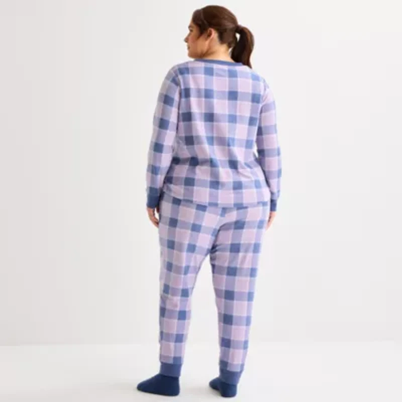 Jaclyn Womens Round Neck Long Sleeve 3-pc. Plus Pajama Sets