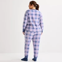 Jaclyn Womens Round Neck Long Sleeve 3-pc. Plus Pajama Sets