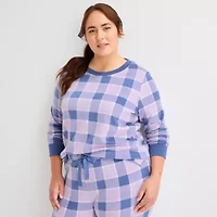 Jaclyn Womens Round Neck Long Sleeve 3-pc. Plus Pajama Sets