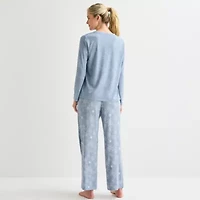Jaclyn Womens Round Neck Long Sleeve 2-pc. Pajama Sets
