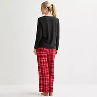 Jaclyn Womens Round Neck Long Sleeve 2-pc. Pajama Sets