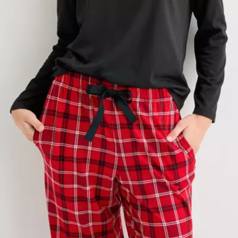 Jaclyn Womens Round Neck Long Sleeve 2-pc. Pajama Sets