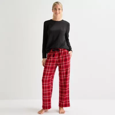 Jaclyn Womens Round Neck Long Sleeve 2-pc. Pajama Sets