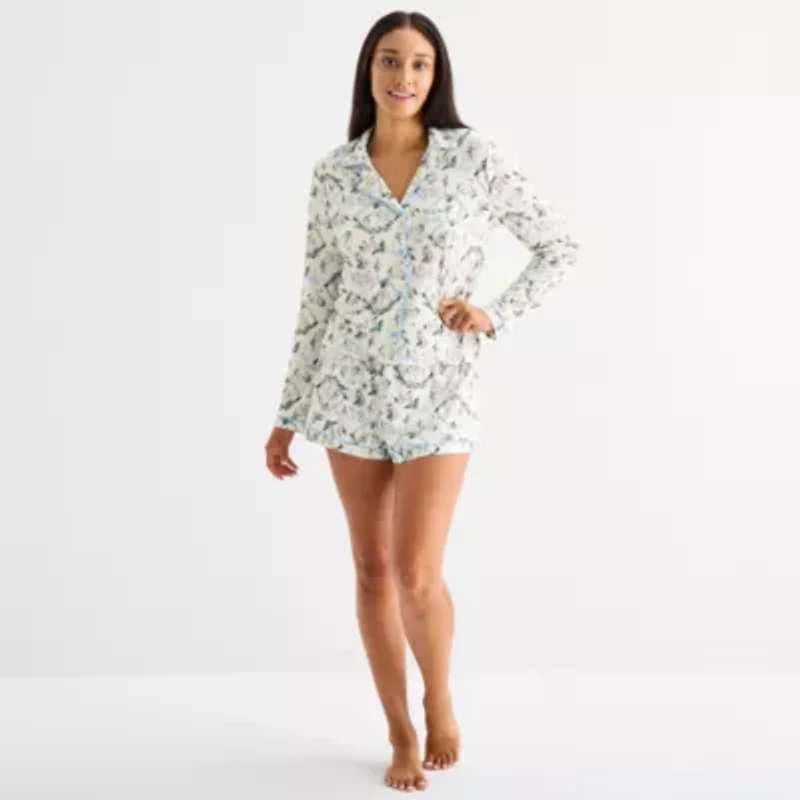 Arizona Body Womens Long Sleeve 2-pc. Juniors Pajama Sets