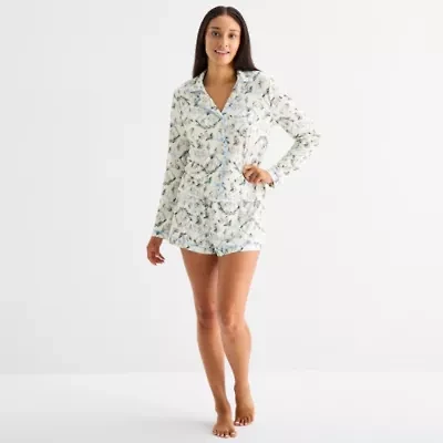 Arizona Body Womens Long Sleeve 2-pc. Juniors Pajama Sets