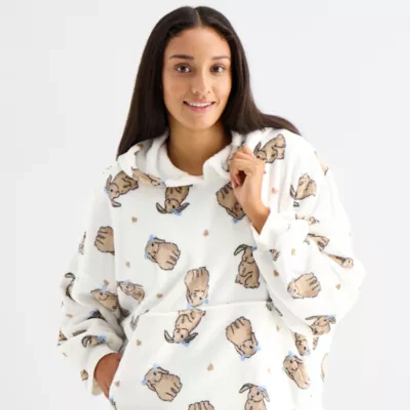 Arizona Body Womens Juniors Fleece Long Sleeve Hooded Nightgown