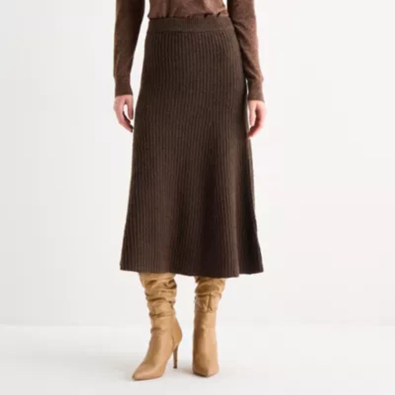 Worthington Womens Midi Flared Skirt