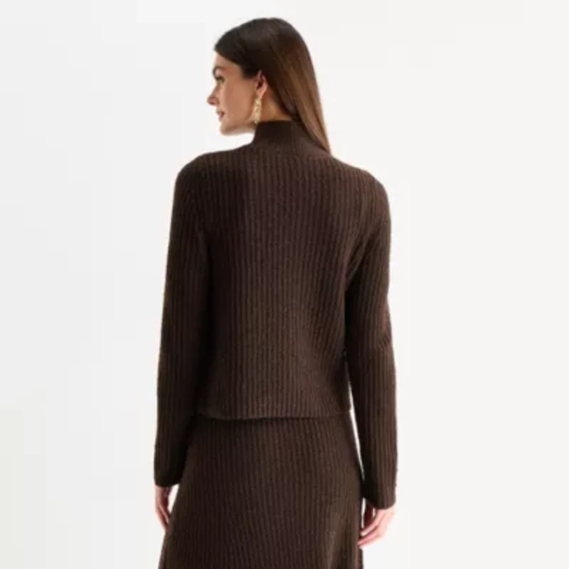 Worthington Womens Mock Neck Long Sleeve Pullover Sweater