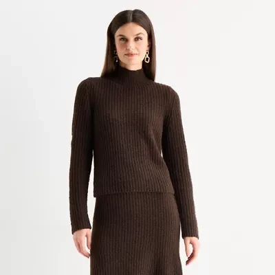 Worthington Womens Mock Neck Long Sleeve Pullover Sweater