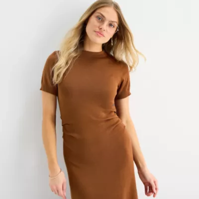 Isabel & Nina Womens Short Sleeve Midi Sheath Dress