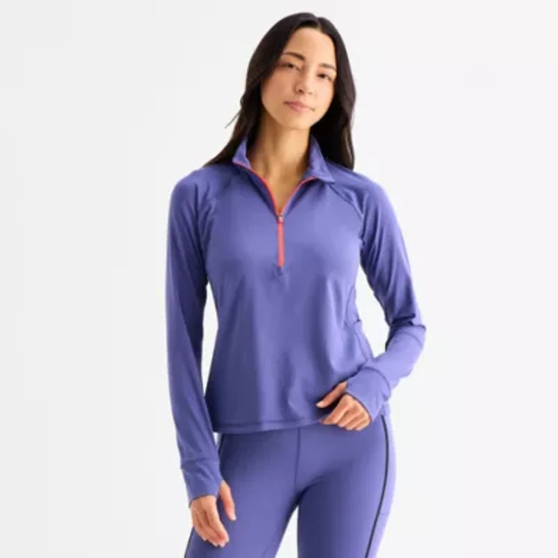 Xersion Everultra-Lite Womens Mock Neck Long Sleeve Quarter-Zip Pullover Tall