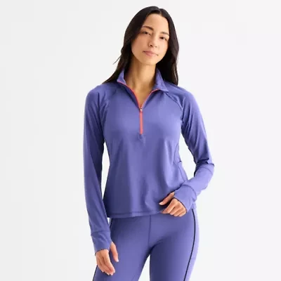 Xersion Everultra-Lite Womens Mock Neck Long Sleeve Quarter-Zip Pullover Tall