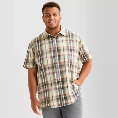 mutual weave Mens Short Sleeve Classic Fit Big and Tall Button-Down Shirt