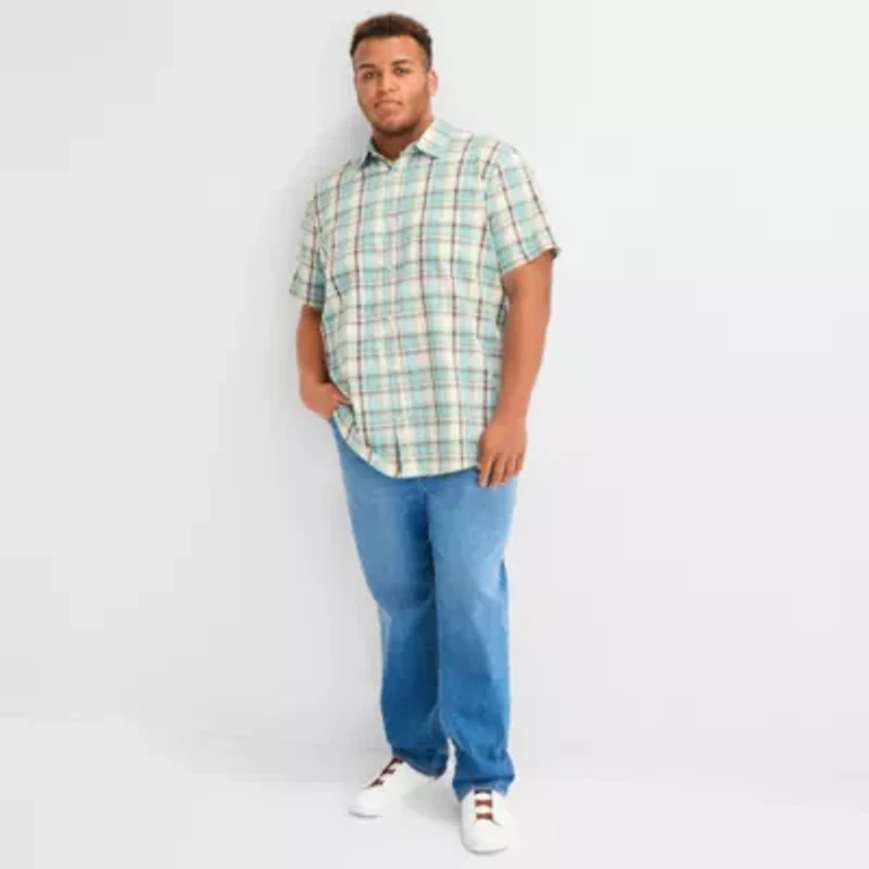 mutual weave Mens Short Sleeve Classic Fit Big and Tall Button-Down Shirt