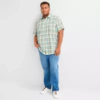 mutual weave Mens Short Sleeve Classic Fit Big and Tall Button-Down Shirt
