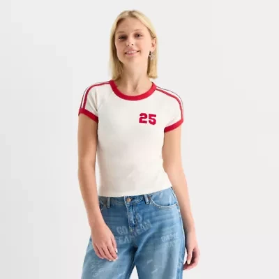 Arizona Womens Juniors Crew Neck Short Sleeve T-Shirt