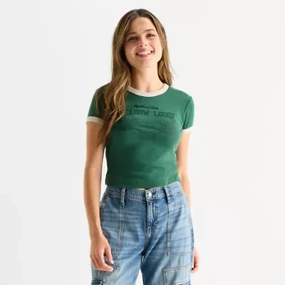 Arizona Womens Crew Neck Short Sleeve Juniors T-Shirt
