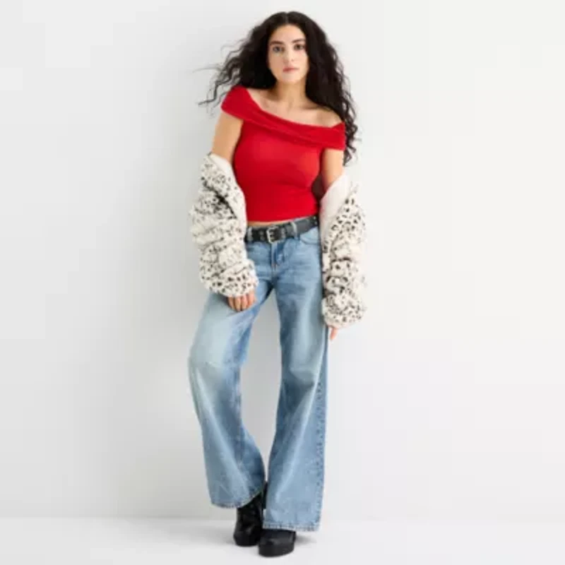 Arizona Womens Juniors Sleeveless Off The Shoulder Top