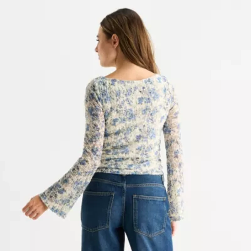 Arizona Womens Boat Neck Long Sleeve Juniors Sweatshirt