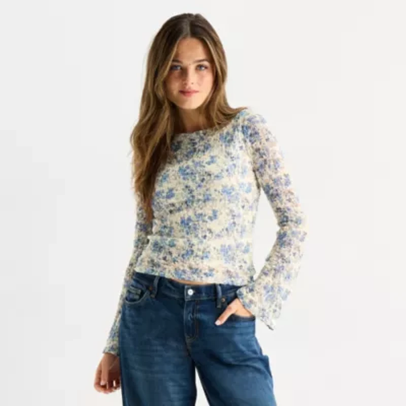 Arizona Womens Boat Neck Long Sleeve Juniors Sweatshirt