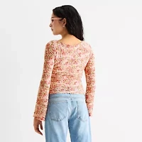 Arizona Womens Juniors Boat Neck Long Sleeve T-Shirt