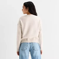 Arizona Juniors Womens Crew Neck Long Sleeve Animal Pullover Sweater