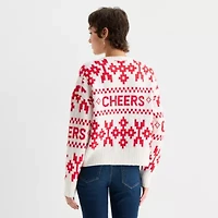 Arizona Juniors Womens Crew Neck Long Sleeve Pullover Sweater