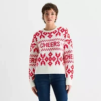 Arizona Juniors Womens Crew Neck Long Sleeve Pullover Sweater