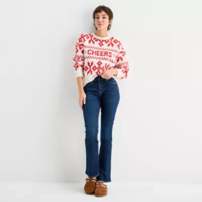 Arizona Juniors Womens Crew Neck Long Sleeve Pullover Sweater