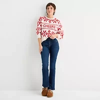 Arizona Juniors Womens Crew Neck Long Sleeve Pullover Sweater