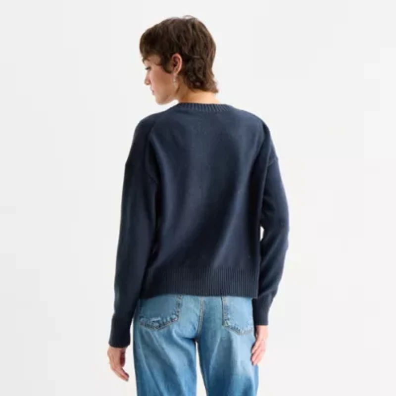 Arizona Juniors Womens Crew Neck Long Sleeve Pullover Sweater