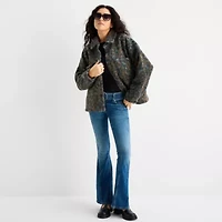 Arizona Womens Juniors Faux Fur Midweight Shirt Jacket