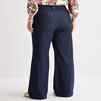 St. John's Bay Womens Plus High Rise Wide Leg Jean