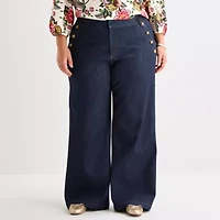 St. John's Bay Womens Plus High Rise Wide Leg Jean