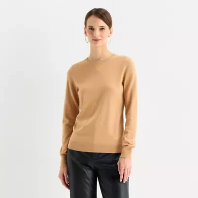 Worthington Womens Crew Neck Long Sleeve Pullover Sweater