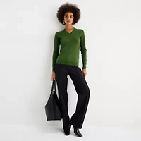 Worthington Womens V Neck Long Sleeve Pullover Sweater