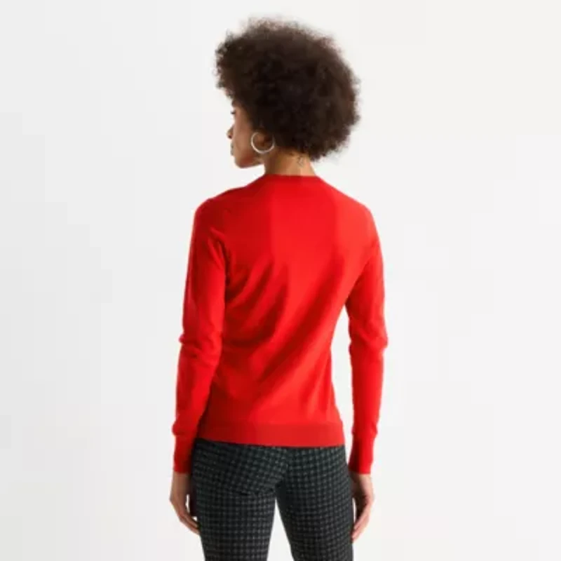 Worthington Womens V Neck Long Sleeve Pullover Sweater