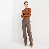 Worthington Womens Mock Neck Long Sleeve Striped Pullover Sweater