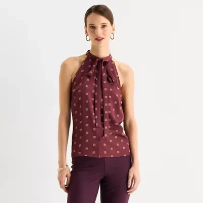 Worthington Womens Halter Neck Sleeveless Blouse