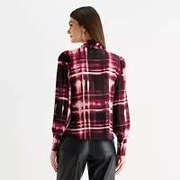 Worthington Womens Split Tie Neck Long Sleeve Blouse