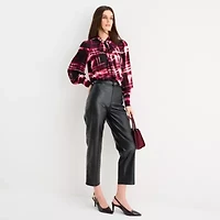 Worthington Womens Split Tie Neck Long Sleeve Blouse