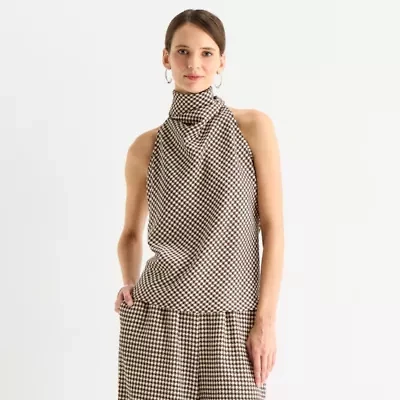 Worthington Womens Cowl Neck Sleeveless Blouse