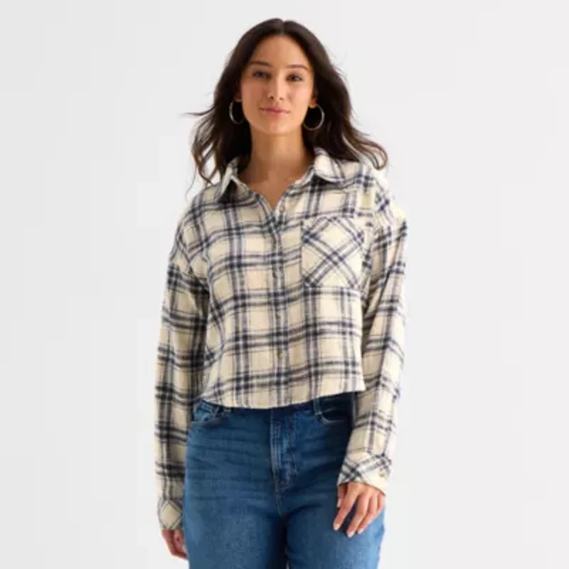 a.n.a Plaid Womens Long Sleeve Regular Fit Button-Down Shirt
