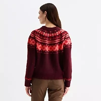 St. John's Bay Womens Mock Neck Long Sleeve Pullover Sweater