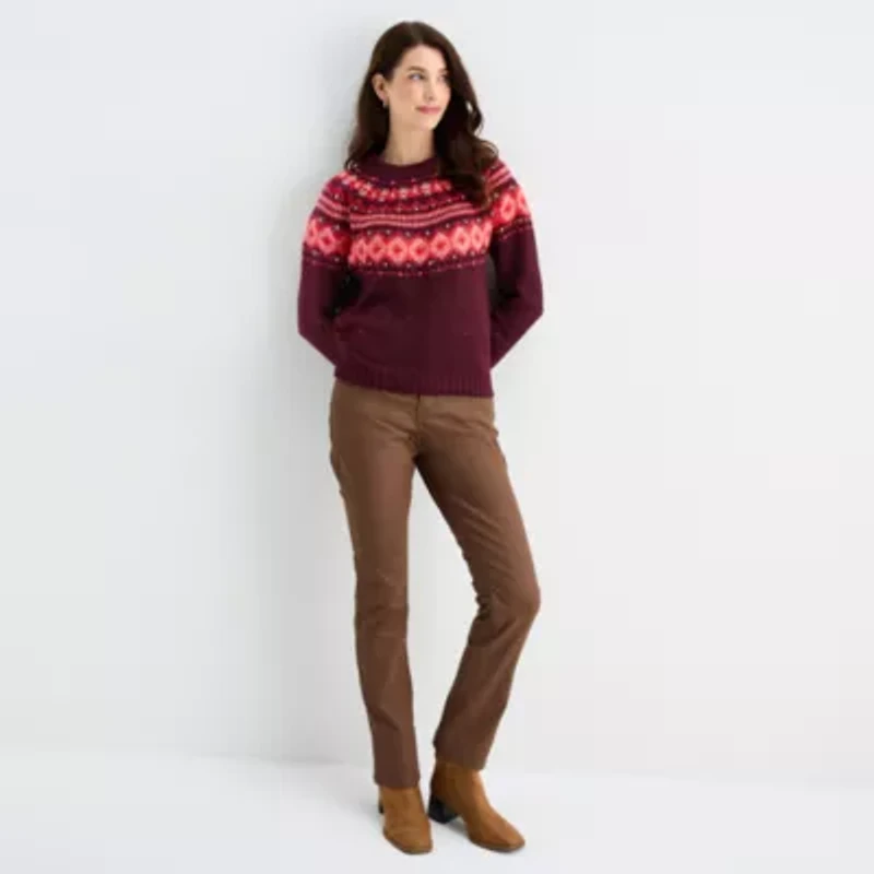 St. John's Bay Womens Mock Neck Long Sleeve Pullover Sweater