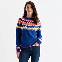 St. John's Bay Womens Crew Neck Long Sleeve Pullover Sweater