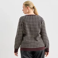 Worthington Plus Womens Crew Neck Long Sleeve Pullover Sweater