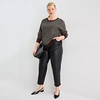 Worthington Plus Womens Crew Neck Long Sleeve Pullover Sweater