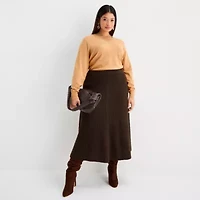 Worthington Plus Womens V Neck Long Sleeve Pullover Sweater