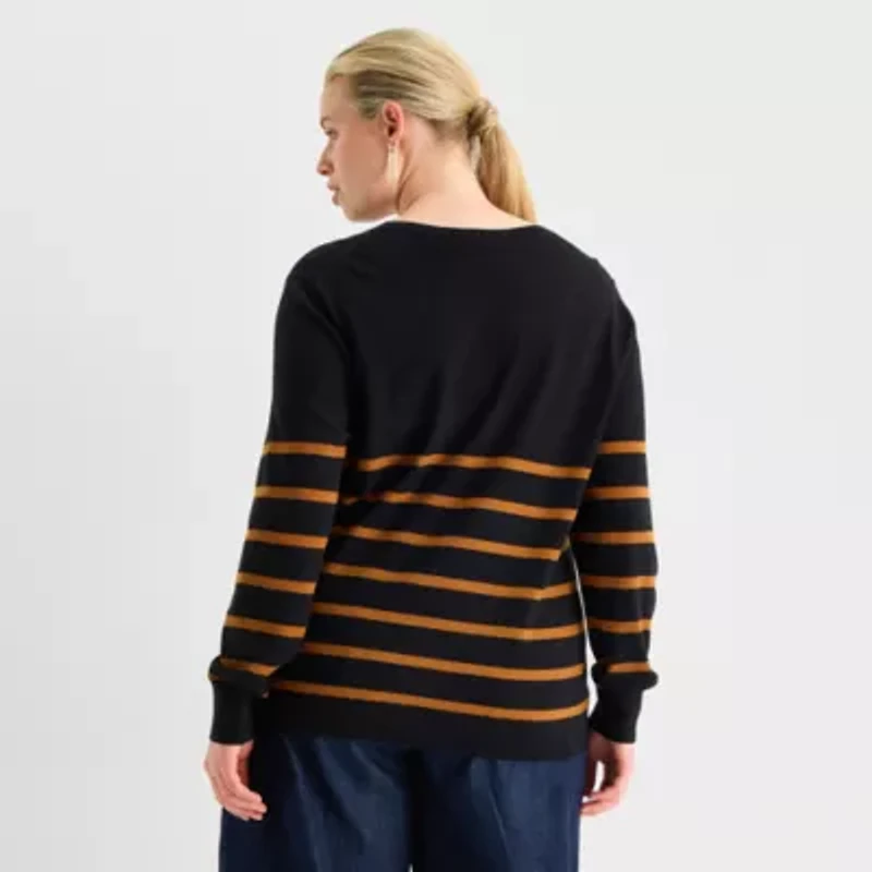 Worthington Plus Womens Crew Neck Long Sleeve Pullover Sweater